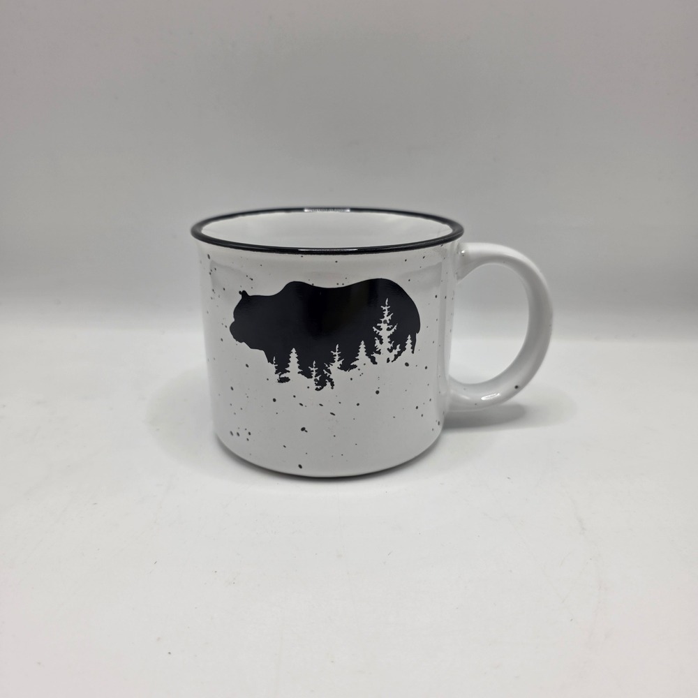 Bear Forest Mug Lodgecore White Speckled Rustic Campfire Cabin Outdoorsy